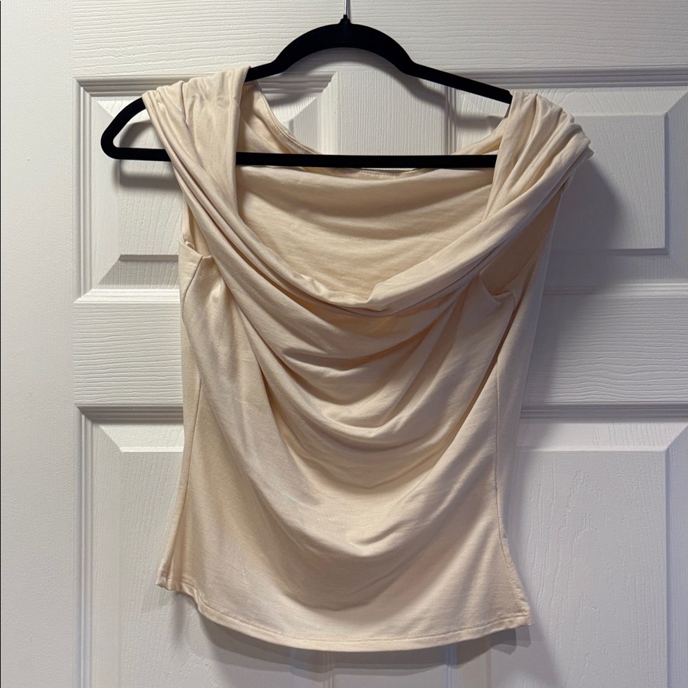 Reformation Cream Drape Neck Blouse